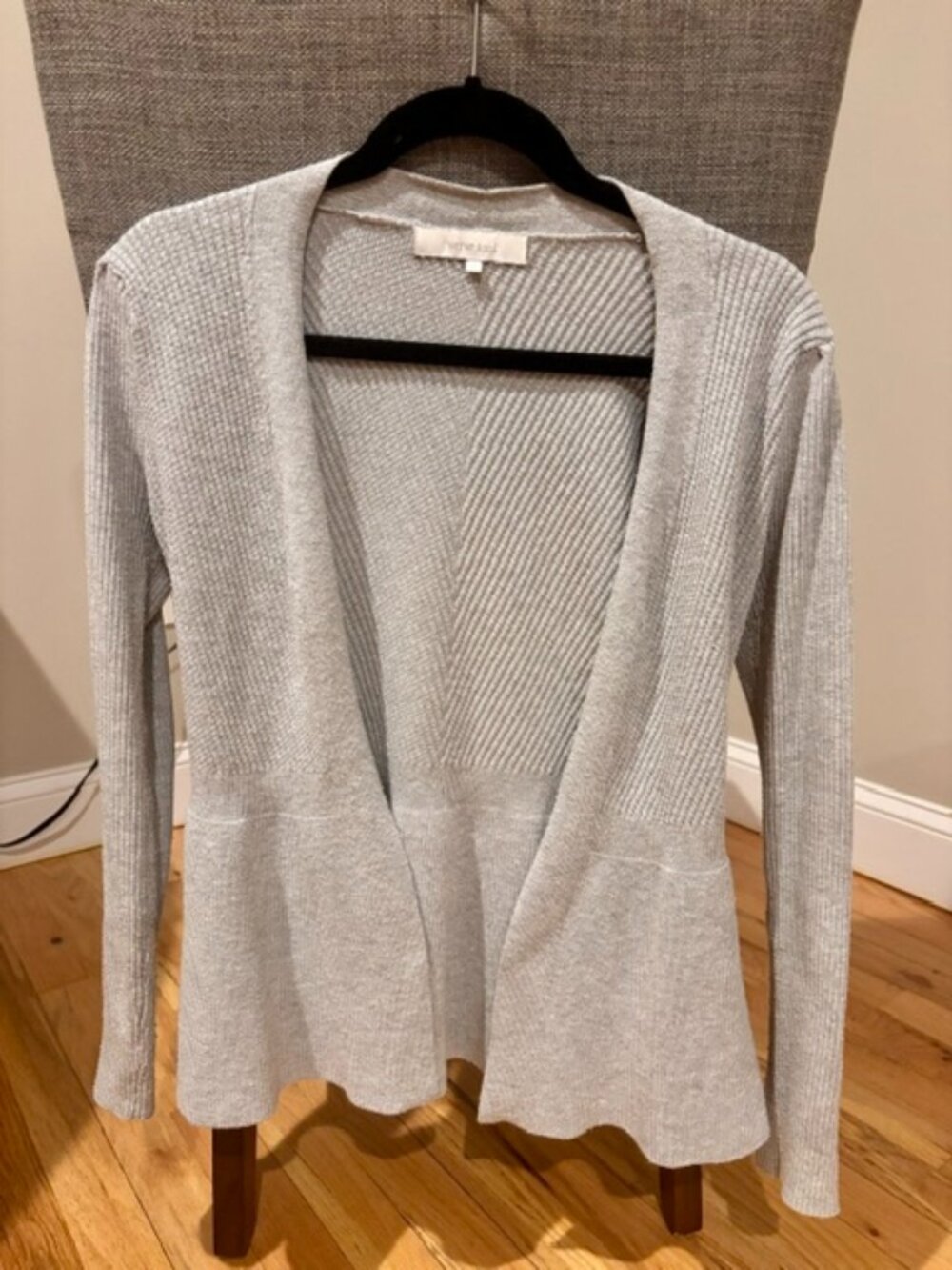 Light Grey Peplum Cut Cardigan Sweater